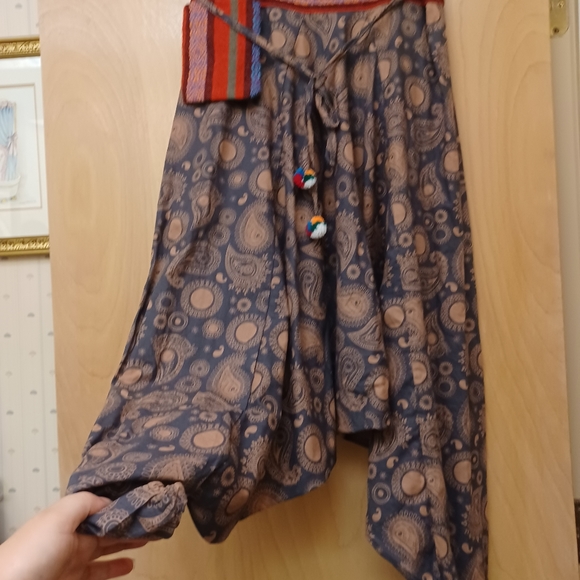 Mauve Paisley boho pocket Harem festival pants S XL - Picture 5 of 8